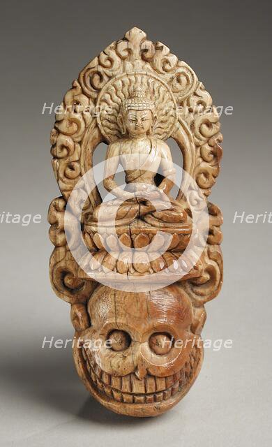 Ritual Diadem Plaque with a Buddha Surmounting a Skull, 17th century. Creator: Unknown.
