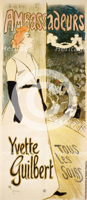 Yvette Guilbert. Ambassadeurs tous les soirs, 1894. Creator: Steinlen, Théophile Alexandre (1859-1923).
