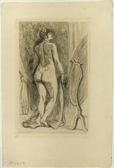 Standing Woman with a Fur, 1879. Creator: Félicien Rops.