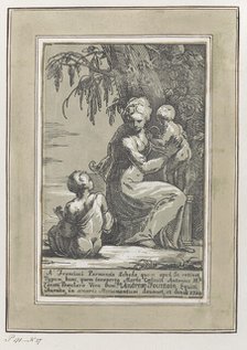 A Woman Standing at the Foot of a Tree Holding an Infant, with a Seated Boy, 1724. Creator: Anton Maria Zanetti.