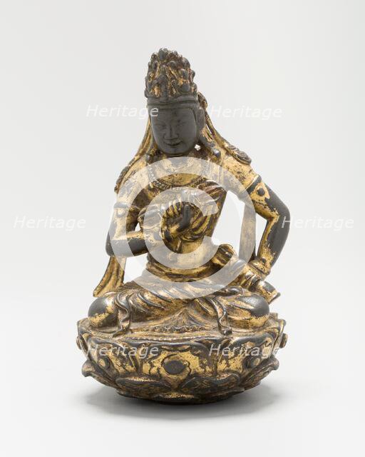 Vajrasattva Seated on Lotus Flower with Hands Grasping a...,  Tang dynasty, late 8th/early 9th centu Creator: Unknown.