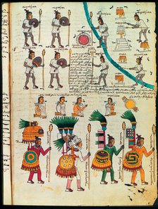Codex Mendoza' '(1535 - 1550), hieroglyph representing Aztec operators who want to attack the reb…