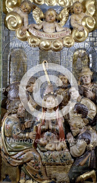 Adoration of the shepherds, from the Roser Altarpiece of the Parish Church of Torà, 1666. Creator: Generés, Josep.