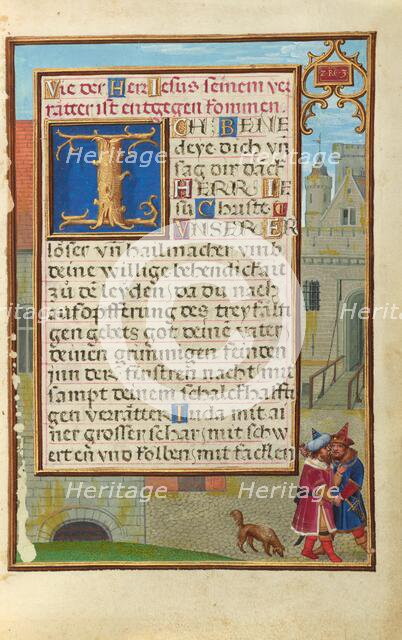 Border with Joab Stabbing Abner; Prayer Book of Cardinal Albrecht of Brandenburg, about 1525-1530. Creator: Simon Bening.