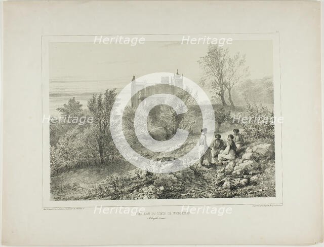 The Château of Count Woronzoff, Aloupka, Crimea, August 12, 1837, 1840. Creator: Auguste Raffet.