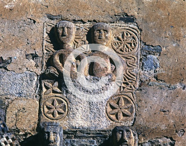 'Adam and Eve after the Original Sin', bas-relief on the façade of the church of San Luis de Alo…