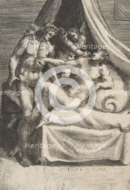 Apollo and Daphne, from 'The Loves of the Gods', ca. 1531-76. Creator: Giulio Bonasone.