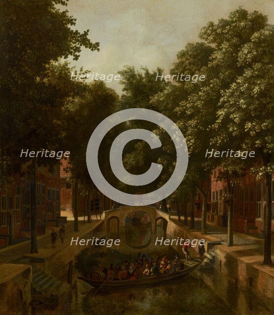 View of a Dutch Canal, possibly the Oude Gracht in Haarlem, 1666. Creator: Job Adriaensz Berckheyde.