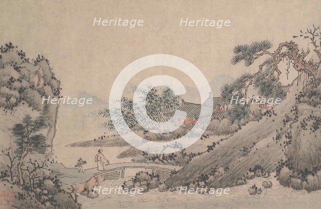 Landscape with Man Crossing Bridge. Creator: Shen Zhou.
