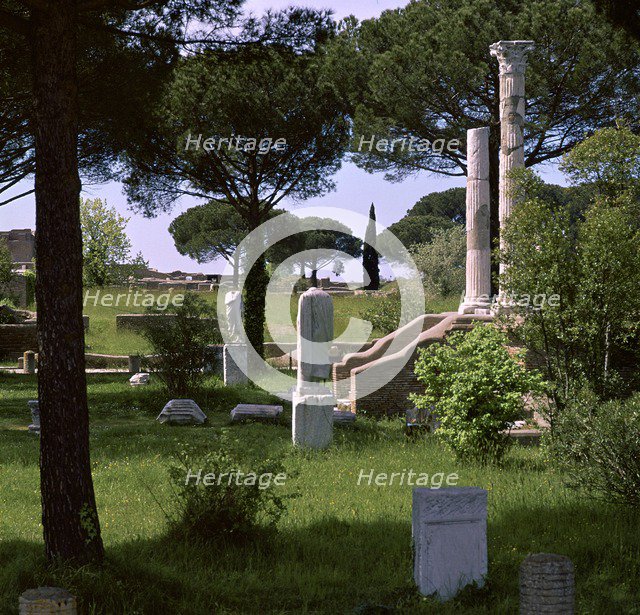 Remains of the temple of Ceres in the Roman port of Ostia, 1st century. Artist: Unknown