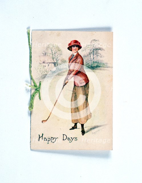 Greetings card with golfing theme, c1910. Artist: Unknown