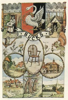 Views and crafts of Buckinghamshire, Women's Institute banner design, 1937, (1943).  Creator: Edith A Holme.
