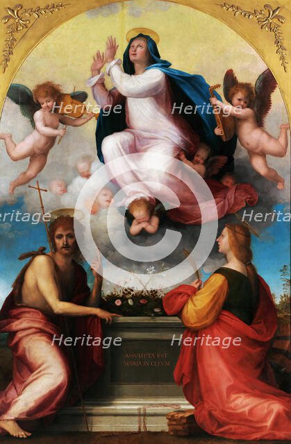 Assumption of the Virgin with Saint John the Baptist and Saint Catherine of Alexandria, c. 1516. Creator: Bartolommeo, Fra (1472-1517).