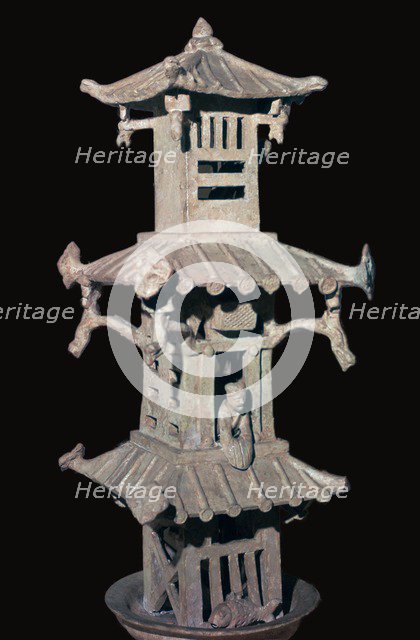 Chinese pottery model of a watch-tower, 1st century. Artist: Unknown