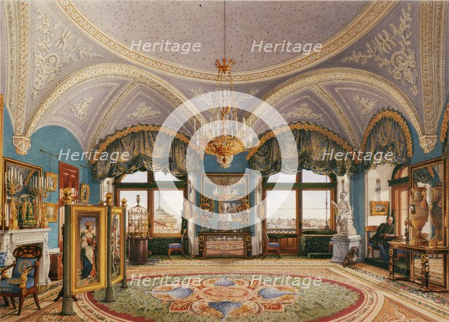 Interiors of the Winter Palace. The Corner Drawing Room of Emperor Nicholas I, Mid of the 19th cen.. Artist: Ukhtomsky, Konstantin Andreyevich (1818-1881)