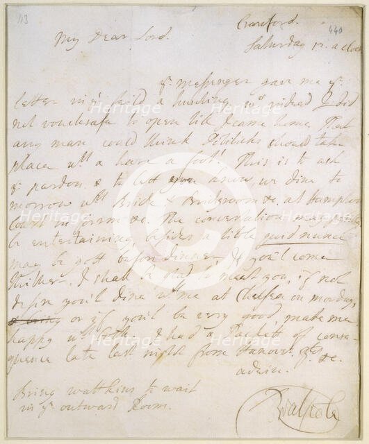 Letter written by Sir Robert Walpole, c1720s. Creator: Sir Robert Walpole.