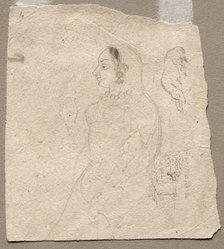Sketch of a Woman with an elephant and other animals on reverse, 1700s. Creator: Unknown.