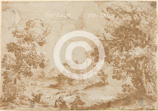 Landscape with Two Washerwomen, 1580s. Creator: Agostino Carracci.