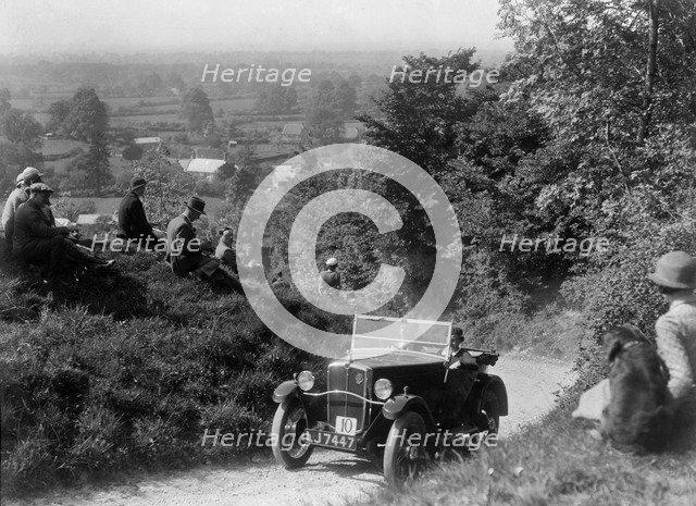 1933 Morris Minor open 2-seater taking part in a West Hants Light Car Club Trial, 1930s. Artist: Bill Brunell.