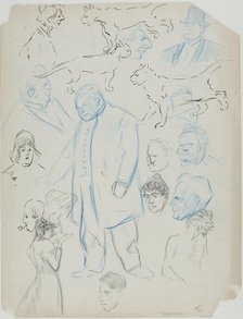 Sheet of Sketches: Men, Women and Cats (recto); Sheet of Sketches: Men and Women (verso), 1879/1923. Creator: Theophile Alexandre Steinlen.