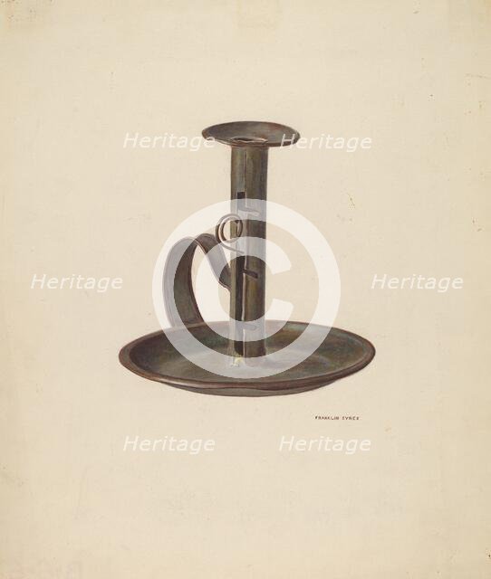 Candlestick and Holder, c. 1941. Creator: Franklyn Syres.