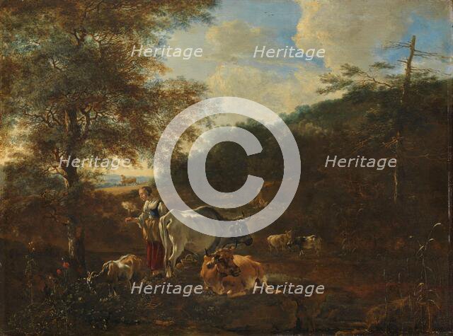 Landscape with cattle, 1649-1653. Creator: Adam Pynacker.