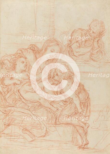 Madonna and Child with Saints John and Joseph [recto], 17th century. Creator: Unknown.