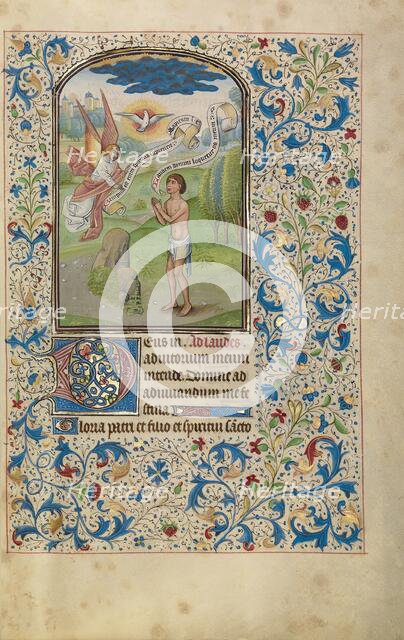 A Man Praying to the Holy Spirit; Arenberg Hours, early 1460s. Creator: Willem Vrelant.