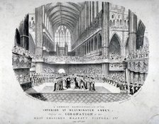 The coronation of Queen Victoria in Westminster Abbey, London, 1838.      Artist: W Clark