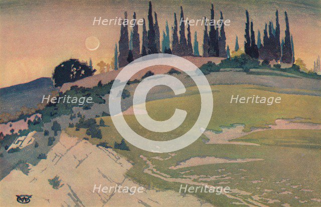 'The Passing of the Crescent, Umbria', c1913, (1928). Artist: William Giles.