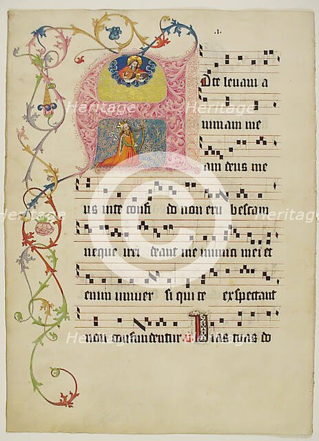Manuscript Leaf with Initial A, from a Gradual, German, second quarter 15th century. Creator: Unknown.