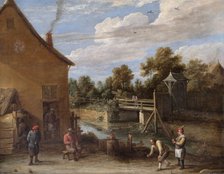 'Peasants Playing Bowls in front of an Inn by a River', 17th century. Artist: David Teniers II.