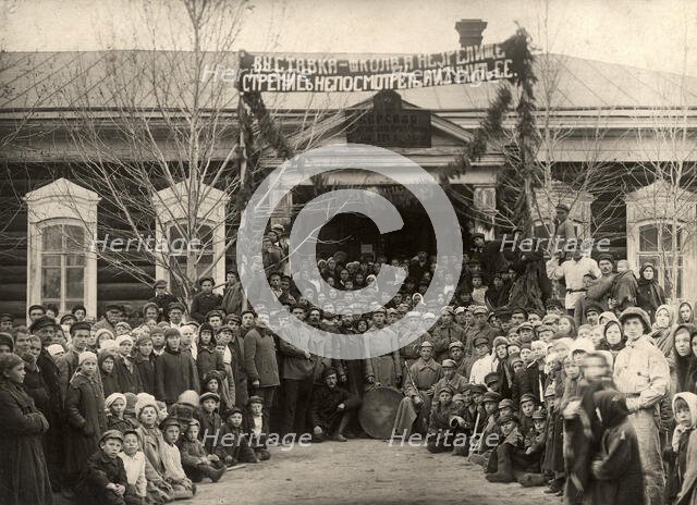 Berdskaya school N 2 before the opening of an agricultural exhibition, 1880. Creator: Unknown.