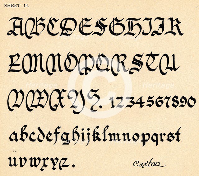 Sheet 14, from a portfolio of alphabets, 1929. Artist: Unknown.