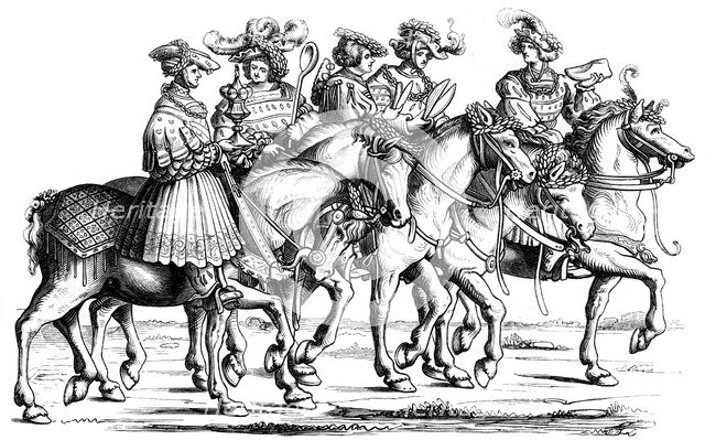 Officers of the table and the chamber of the imperial court, 1512 (1849).Artist: J Resch