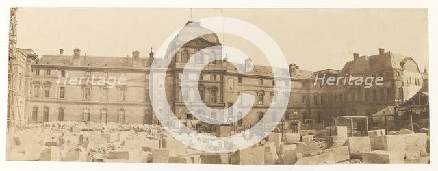 Panorama: works at the Louvre towards the Pavillon de l'Horloge, 1st arrondissement, Paris, end 1854 Creator: Edouard Baldus.