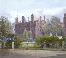 Old Buildings and gardens, Lincoln's Inn, London, 1879. Artist: John Crowther
