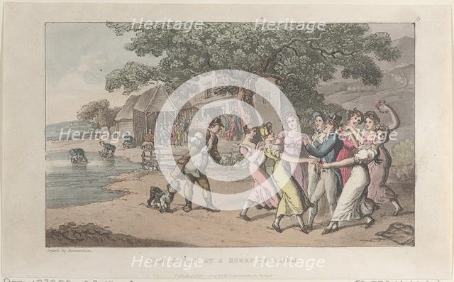Quae Genus at a Sheep-shearing, from "The History of Johnny Quae Genus, The Li..., February 1, 1822. Creator: Thomas Rowlandson.