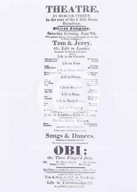 The African Grove Theatre in Greenwich Village, ca. 1821,  c1821. Creator: Unknown.