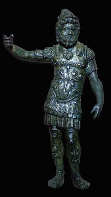 Copper alloy figure of Mars with silver inlay, Roman Britain, 2nd century. Artist: Unknown