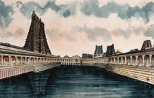 Madurai: the Golden Lotus tank, the temple tank at the Meenakshi - ...(between 1800 & 1899?). Creator: Unknown.