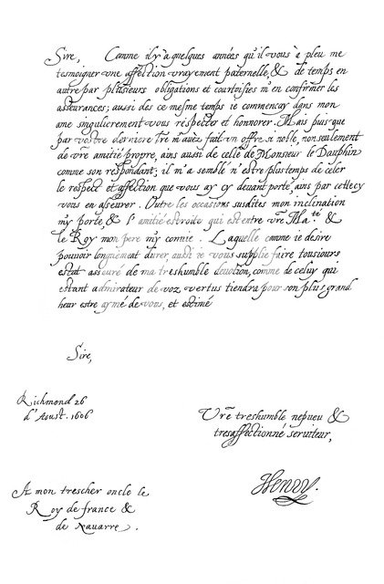 Letter by Henry Frederick, Prince of Wales, to King Henry IV of France, 1606 (1865).Artist: Frederick George Netherclift