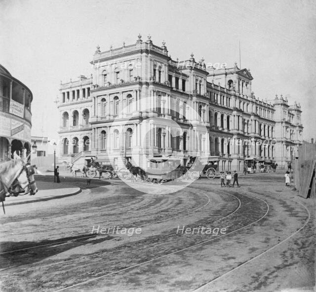The first stage of the Treasury Building at the corner of Queen and William Sts., North Quay, 1904. Creator: Robert Augustus Henry L'Estrange.