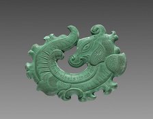 Box with Ink Cakes: Green Ink Cake in Shape of Coiled Dragon, 1795-1820. Creator: Unknown.