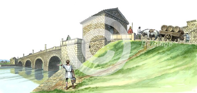 Hadrian's Wall Chesters Bridge Abutment, c2rd century, (1990-2010). Artist: Philip Corke.