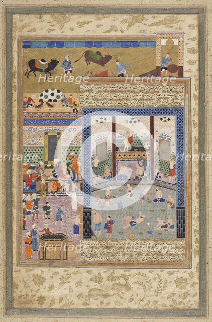 Firdawsi Receiving Wages in a Bathhouse..., between c1550 and c1575. Creator: Unknown.