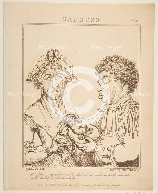 Sadness (Le Brun Travested, or Caricatures of the Passions), January 21, 1800. Creator: Thomas Rowlandson.