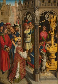 Augustine Sacrificing to an Idol of the Manichaeans (?), c.1480. Creator: Aert van den Bossche.