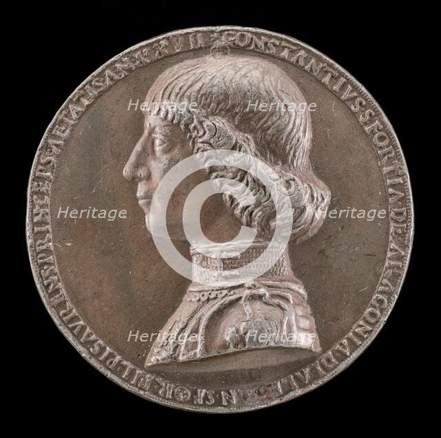 Costanzo Sforza, 1447-1483, Lord of Pesaro 1473 [obverse], 1475. Creator: Gianfrancesco Enzola.