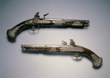 Pair of Flintlock Pistols, c. 1670. Creator: Unknown.